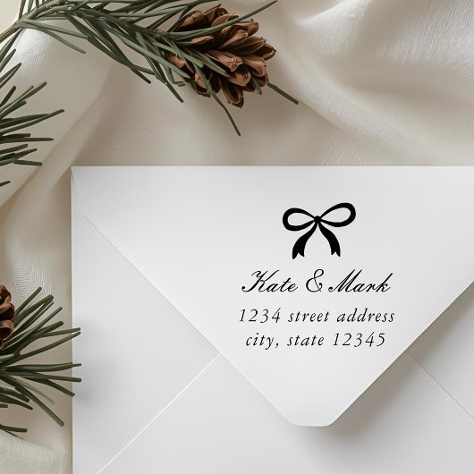 Christmas Bow Couple's Wedding Return Address Gummistempel