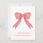 Christmas Bow Foto Feiertagskarte (Vorderseite)