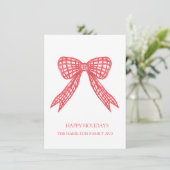 Christmas Bow Foto Feiertagskarte (Stehend Vorderseite)