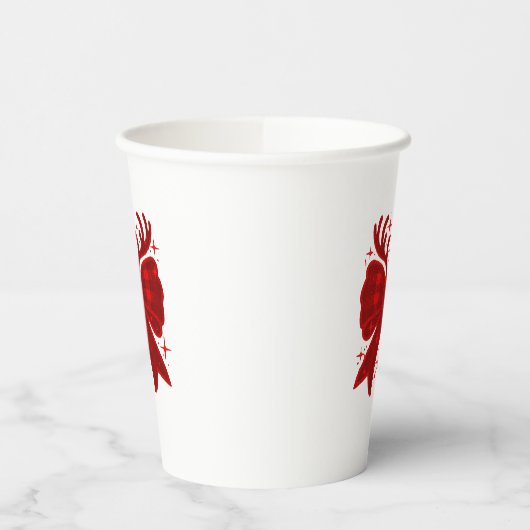 Christmas Bow Kariert Pattern Red Pappbecher (Links)