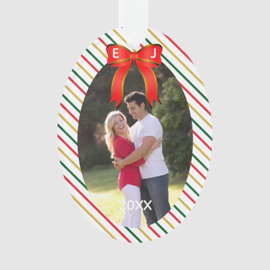 Christmas Bow Monogram Ornament (Vorderseite)