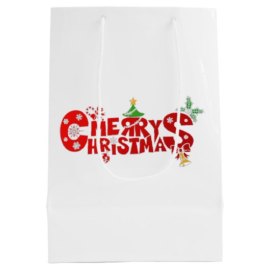 Christmas Bow On Martini Cocktail Mittlere Geschenktüte (Rückseite)