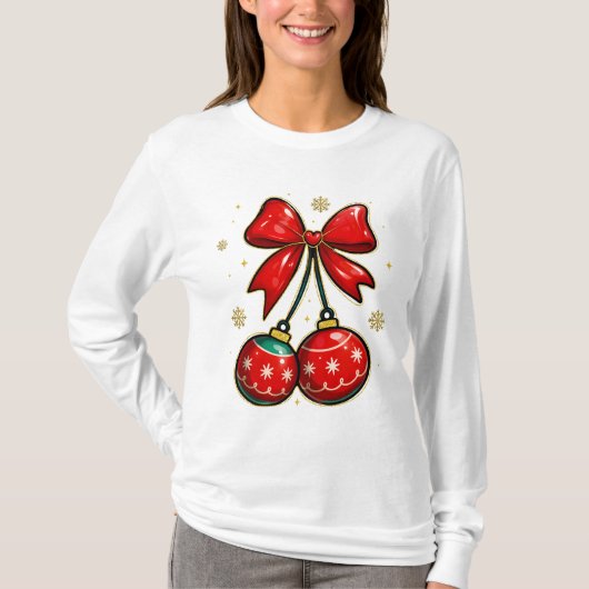 Christmas Bow Ornaments T-Shirt (Vorderseite)