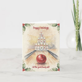 Christmas Bowling Holiday Greeting Cards Feiertagskarte