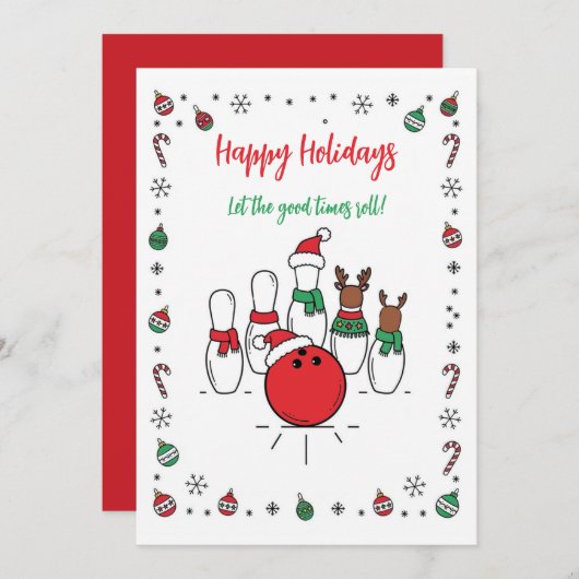 Christmas Bowling Holiday Greeting Cards Feiertagskarte (Vorne/Hinten)