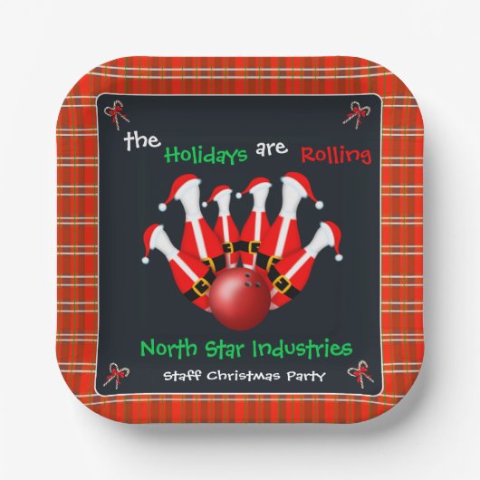 Christmas Bowling Holiday Party Pappteller (Vorderseite)