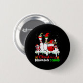 Christmas Bowling Squad Dabbing Santa Elf Bowling Button (Vorne & Hinten)