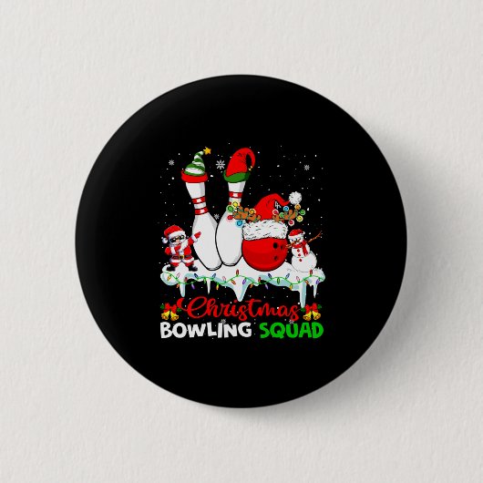 Christmas Bowling Squad Dabbing Santa Elf Bowling Button (Vorderseite)