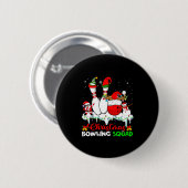 Christmas Bowling Squad Dabbing Santa Elf Bowling Button (Vorne & Hinten)
