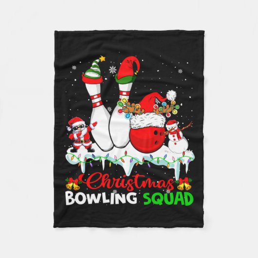 Christmas Bowling Squad Dabbing Santa Elf Bowling Fleecedecke (Vorderseite)