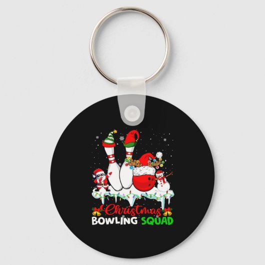 Christmas Bowling Squad Dabbing Santa Elf Bowling Schlüsselanhänger (Vorderseite)