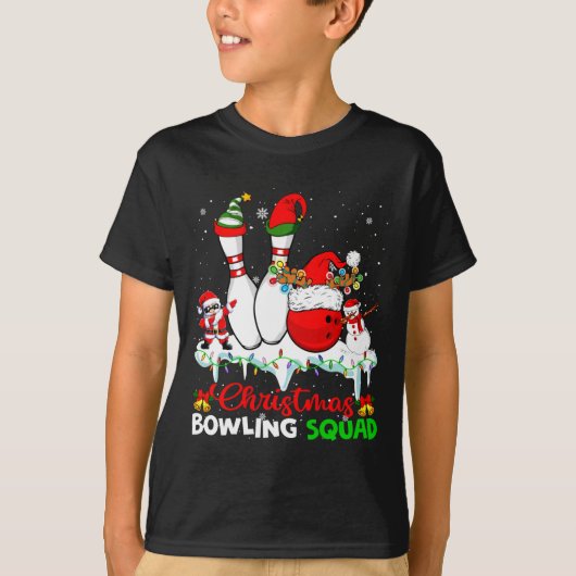 Christmas Bowling Squad Dabbing Santa Elf Bowling T-Shirt (Vorderseite)