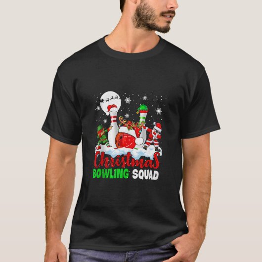 Christmas Bowling Squad Santa Elf Dabbing Bowling T-Shirt (Vorderseite)