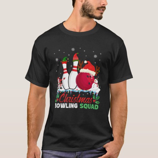 Christmas Bowling Squad Snowman Santa Dabbing T-Shirt (Vorderseite)