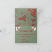 Christmas Bows Candy Canes and Leaves  Dankeskarte (Innenseite)