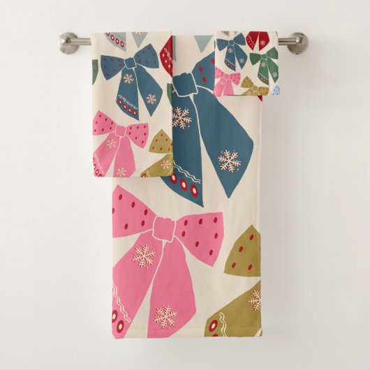 Christmas Bows Coquette Badhandtuch Set (Insitu)
