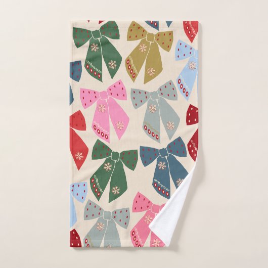 Christmas Bows Coquette Badhandtuch Set (Handtuch)