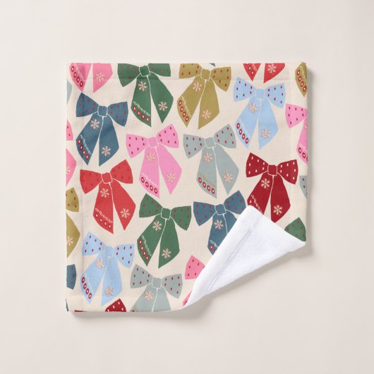 Christmas Bows Coquette Badhandtuch Set (Waschlappen)