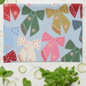 Christmas Bows Coquette Blue Geschirrtuch (Gefaltet)