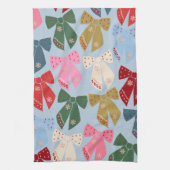 Christmas Bows Coquette Blue Geschirrtuch (Vertikal)
