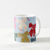 Christmas Bows Coquette Blue Kaffeetasse (VorderseiteRechts)