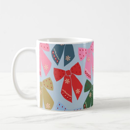 Christmas Bows Coquette Blue Kaffeetasse (Links)