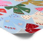 Christmas Bows Coquette Blue Poster (Ecke)