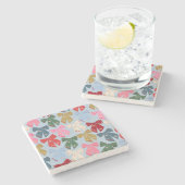 Christmas Bows Coquette Blue Steinuntersetzer (Seitenansicht)