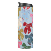 Christmas Bows Coquette Blue Thermosbecher (Nach rechts gedreht)