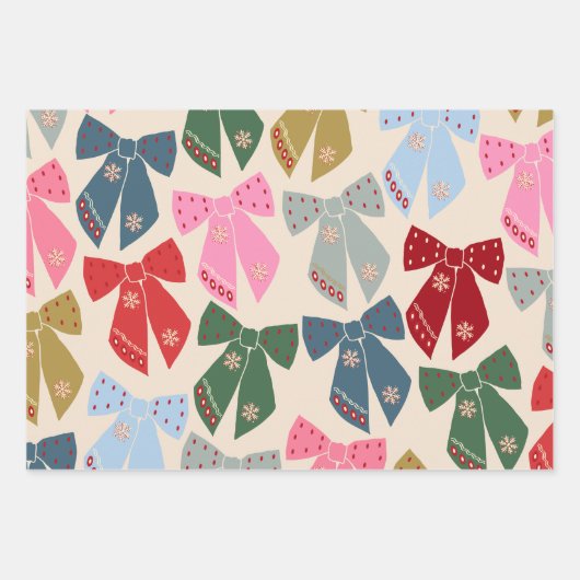 Christmas Bows Coquette Geschenkpapier Set (Vorderseite)