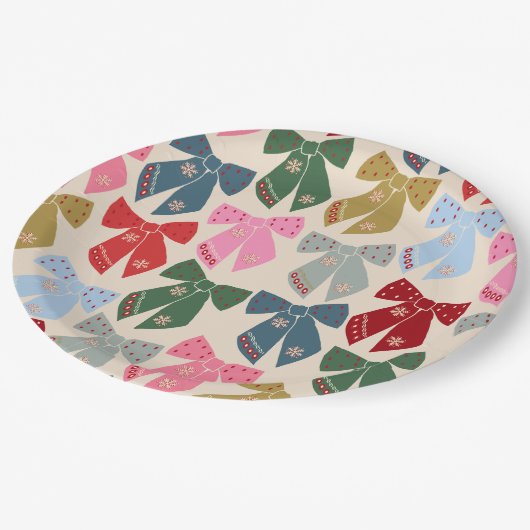 Christmas Bows Coquette Pappteller (Schrägansicht)