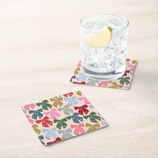 Christmas Bows Coquette Rechteckiger Pappuntersetzer (Vor Ort)