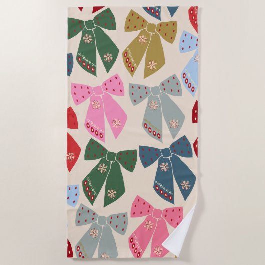 Christmas Bows Coquette Strandtuch (Vorderseite)