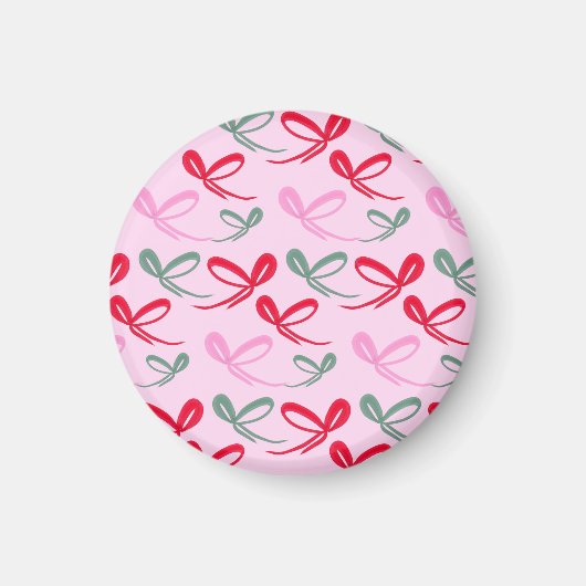 Christmas bows green pink whimiscal hand drawn magnet (Vorne)