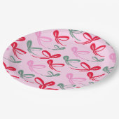 Christmas bows green pink whimiscal hand drawn pappteller (Schrägansicht)