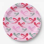 Christmas bows green pink whimiscal hand drawn pappteller (Vorderseite)