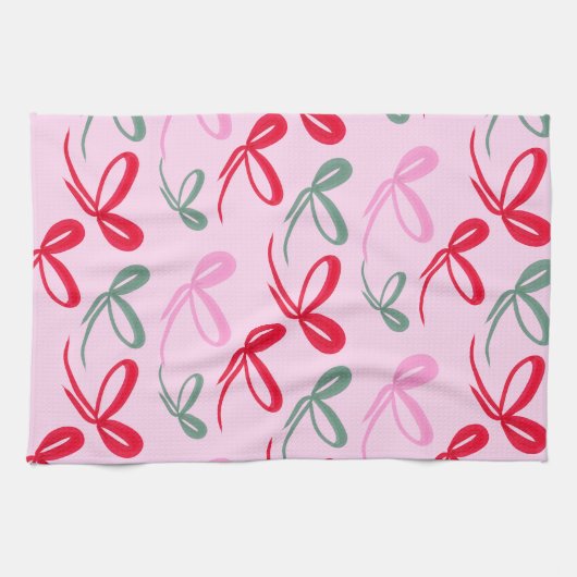 Christmas Bows Reversible Color Geschirrtuch (Horizontal)