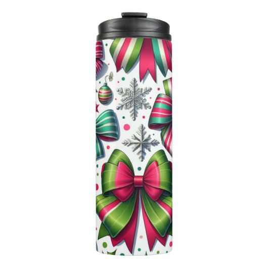Christmas Bows Tumbler – Festive Gift for Women Thermosbecher (Vorderseite)