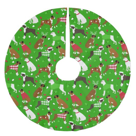 Christmas Boxer Brushed Polyester Tree Skirt Weihnachtsbaumdecke (Vorderseite)