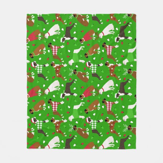 Christmas Boxer Dog Fleece Blanket (Vorderseite)