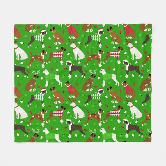 Christmas Boxer Dog Fleece Blanket (Vorderseite (Horizontal))