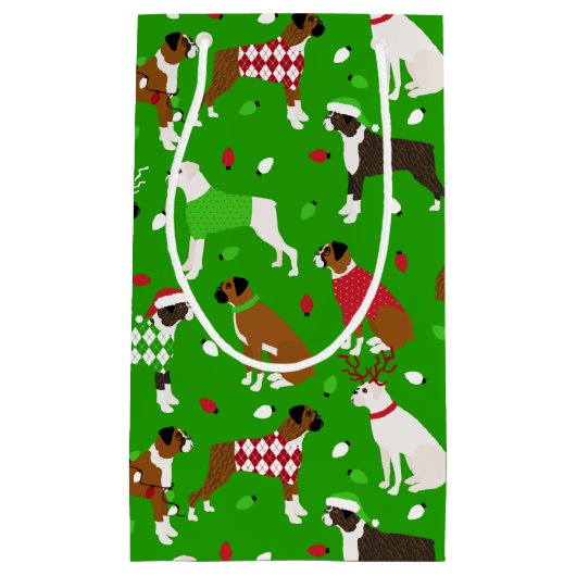 Christmas Boxer Dog Kleine Geschenktasche Kleine Geschenktüte (Vorderseite)