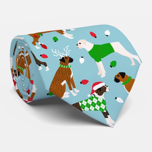 Christmas Boxer Dog Neck Tie Krawatte (Gerollt)