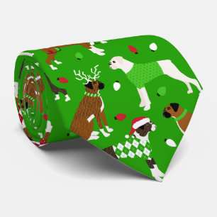 Christmas Boxer Dog Neck Tie Krawatte