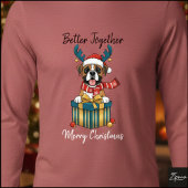 Christmas Boxer Dog Reindeer Scarf Gift Tri-Blend Shirt