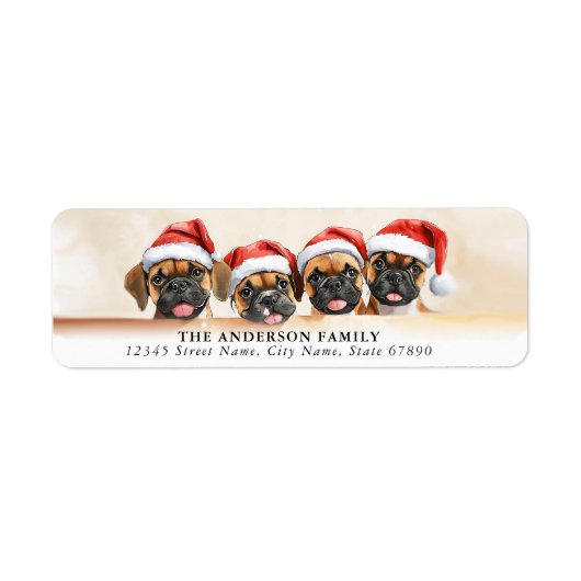 Christmas Boxer Dog Rücksendeadressen-Aufkleber (Vorne)
