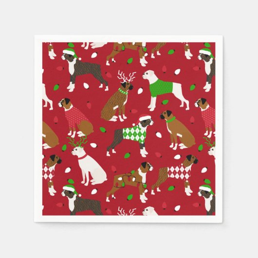 Christmas Boxer Dog Serviette (Vorderseite)