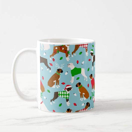 Christmas Boxer Dog Tasse (Links)