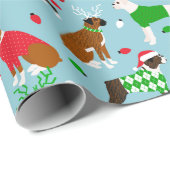 Christmas Boxer Dog Wrapping Paper Geschenkpapier (Rolleneckpunkt)