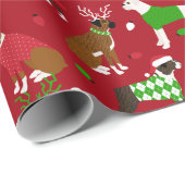 Christmas Boxer Dog Wrapping Paper Geschenkpapier (Rolleneckpunkt)